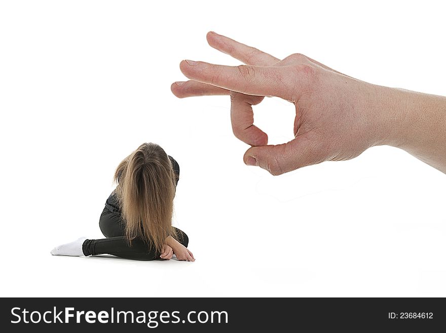 Man flipping the woman, studio shot