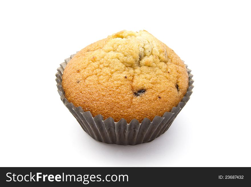 Delicious muffin isolated on white background
