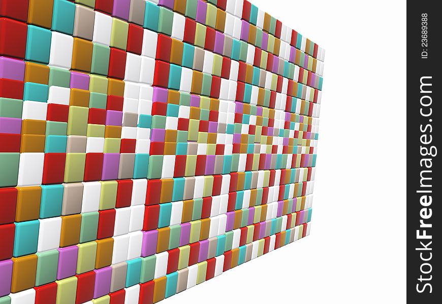 Computer generated Abstract mosaic wall perspective