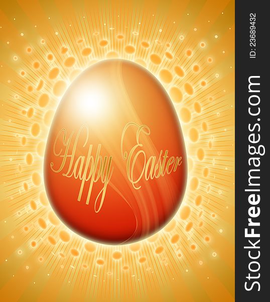 Red shining easter egg card with gold elements