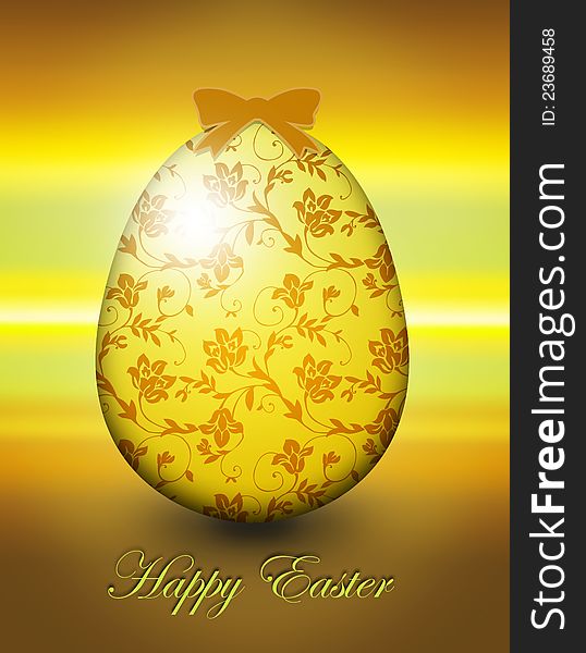 Flower shining easter egg card with gold elements