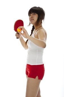 Young Asian Woman With A Ping-pong Racket Royalty Free Stock Image Young Asian Woman With A Ping-pong Racket Royalty Free Stock Image