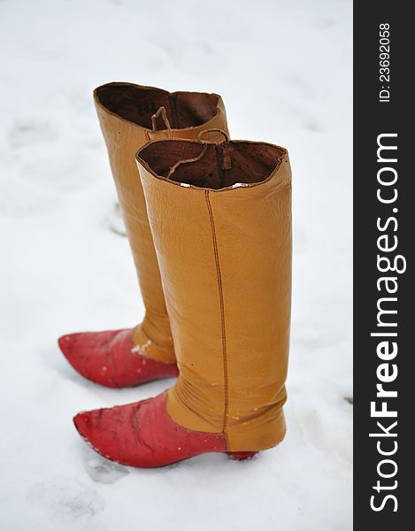 Shoot of boots in snow.