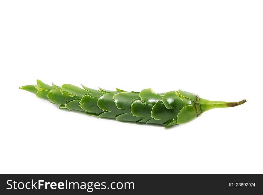 A pod of pepper on a white background