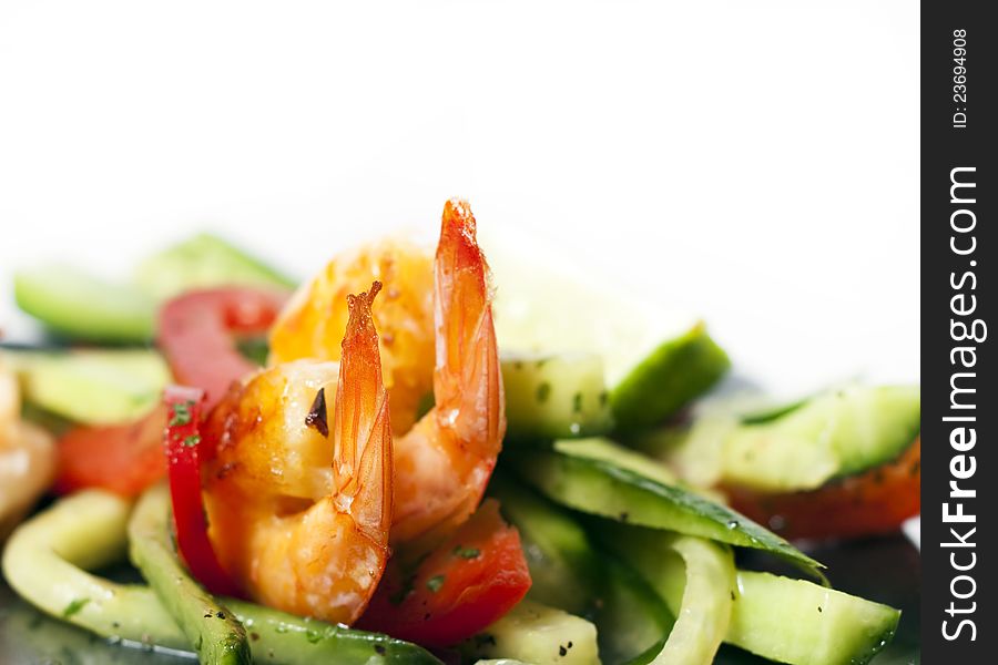 Green salad with shrimps - healthy eating concept