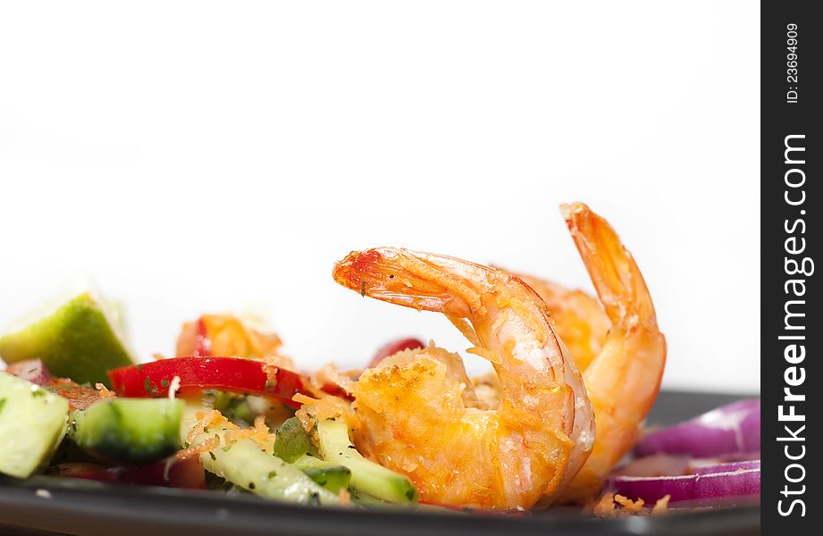Green salad with shrimps - healthy eating concept