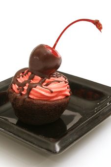 Cherry Topped Brownie Bite Royalty Free Stock Photography Cherry Topped Brownie Bite Royalty Free Stock Photography