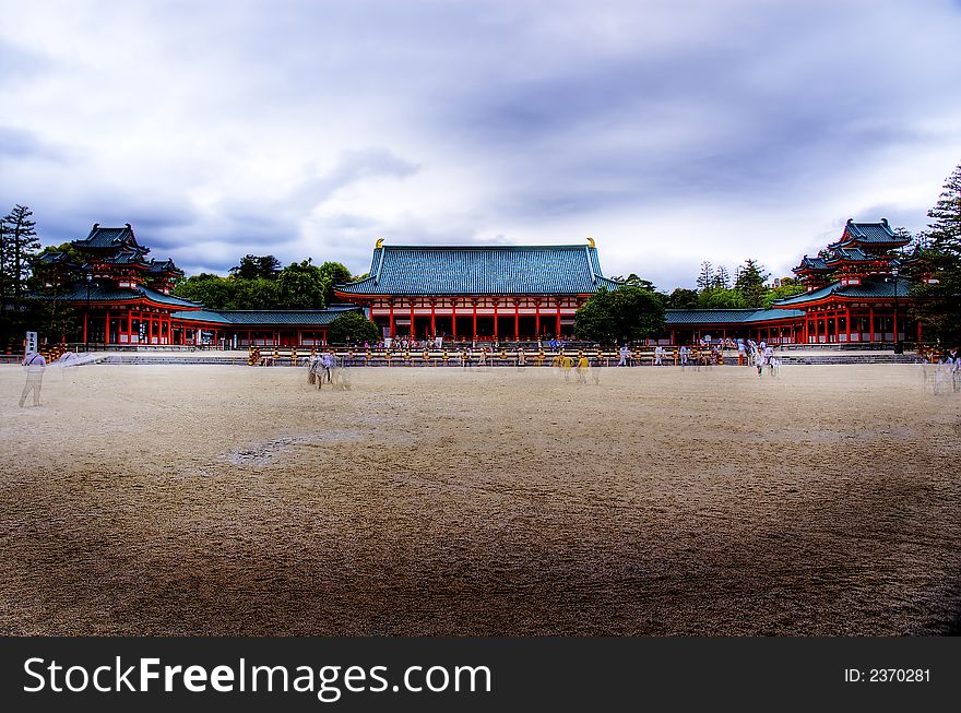The Heian JingÅ« was built in 1895 for the 1,100th anniversary of the establishment of HeiankyÅ (the old name of Kyoto). The Heian JingÅ« was built in 1895 for the 1,100th anniversary of the establishment of HeiankyÅ (the old name of Kyoto).