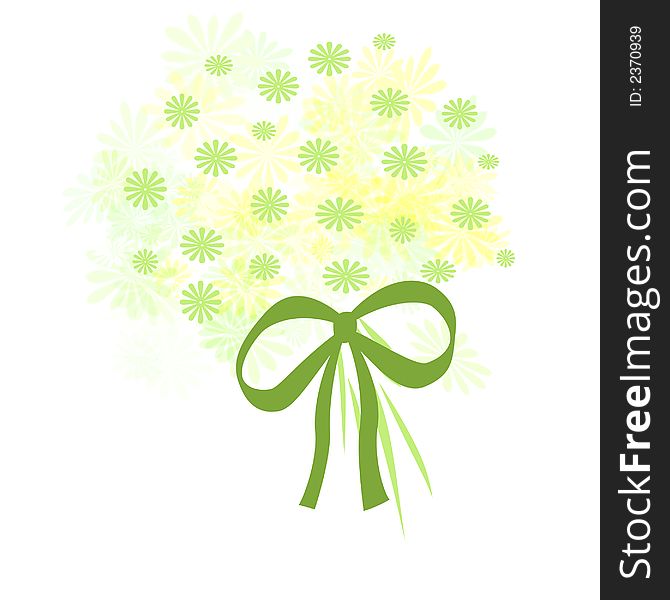 flower bouquet with  ribbon on white background. flower bouquet with  ribbon on white background