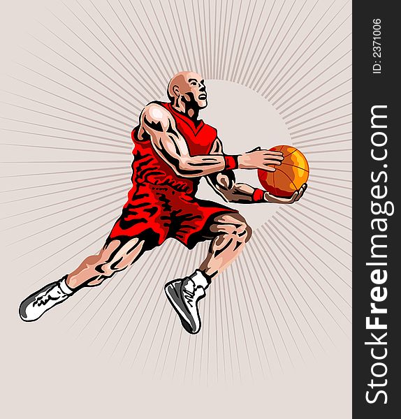 Illustration on a basketballer executing a lay up shot. Illustration on a basketballer executing a lay up shot