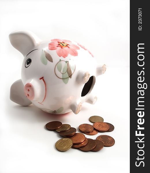 Piggy bank to collect your savings on white. Piggy bank to collect your savings on white