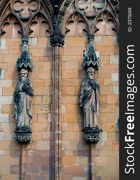 Sculptures on the front of lichfields
cathedral,
staffordshire,
united kingdom. Sculptures on the front of lichfields
cathedral,
staffordshire,
united kingdom