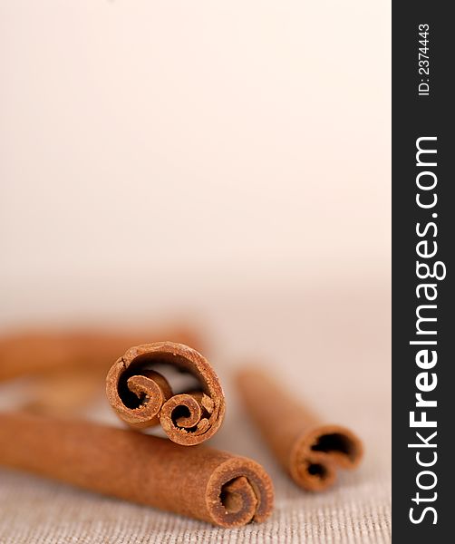 Cinnamon sticks with a very shallow depth of field. Cinnamon sticks with a very shallow depth of field