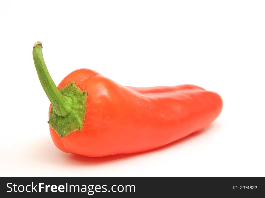 Isolated photo of a red bell pepper on white