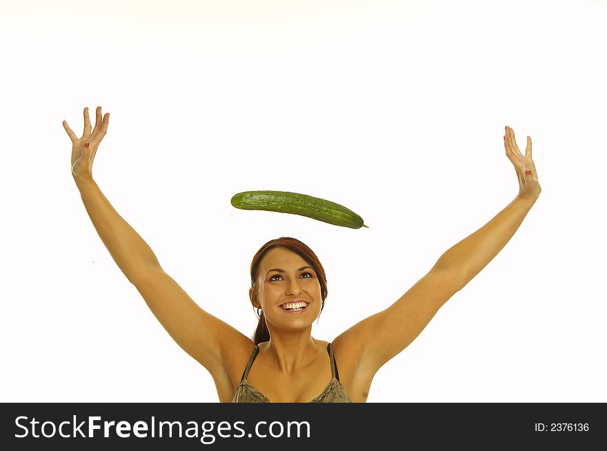 Healthy girl over a white background