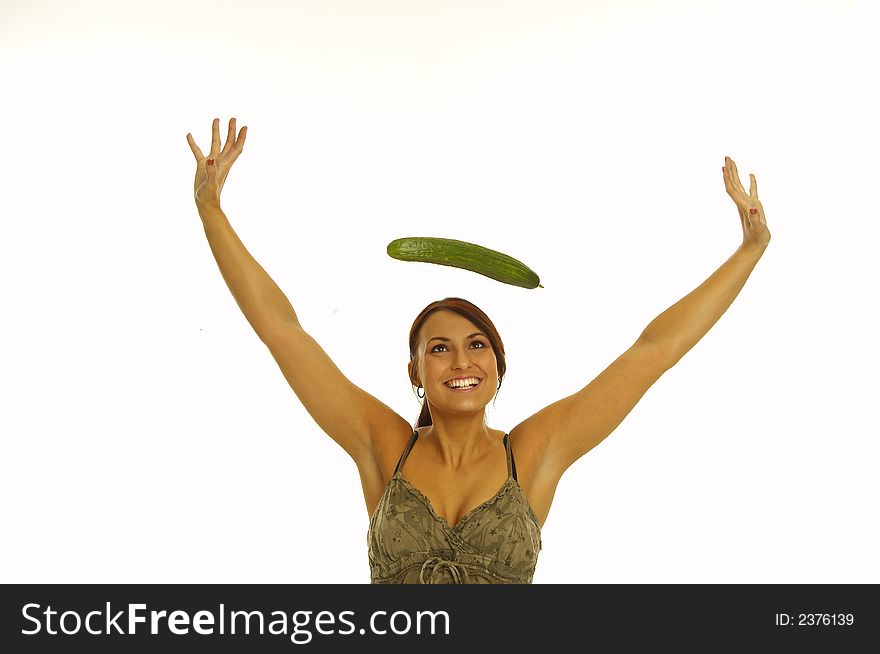 Healthy girl over a white background