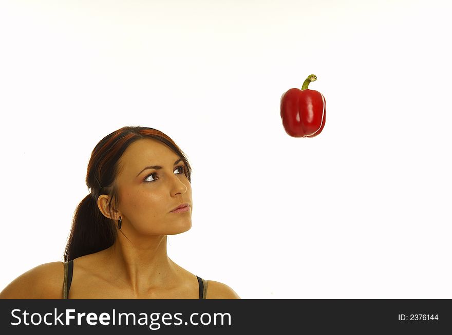 Healthy girl over a white background