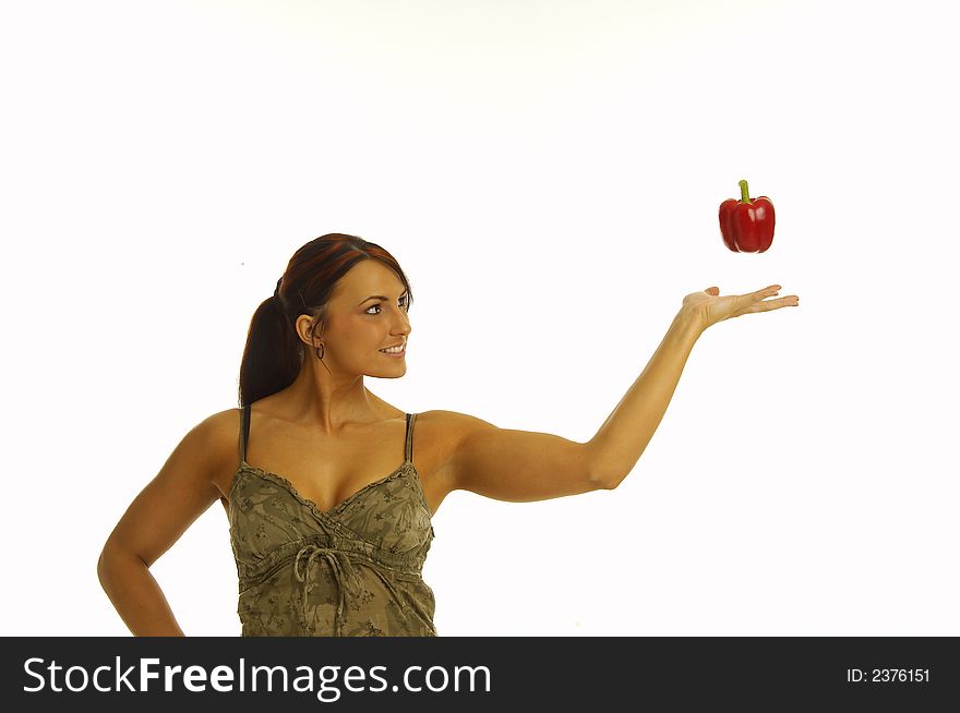 Healthy girl over a white background