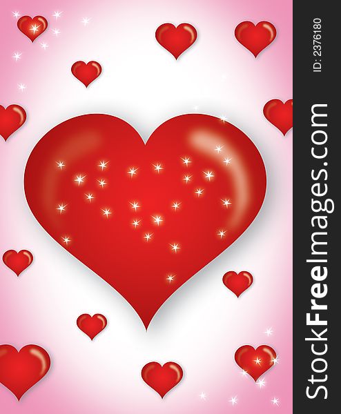 Abstract valentines background, heart with stars. Abstract valentines background, heart with stars