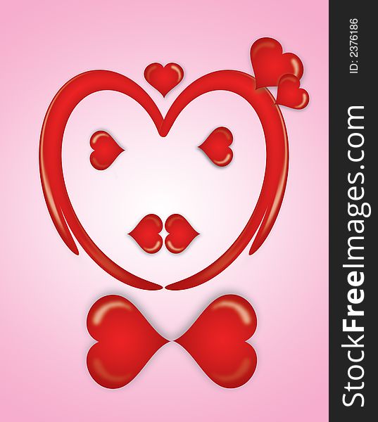 Abstract valentines background, heart like face. Abstract valentines background, heart like face