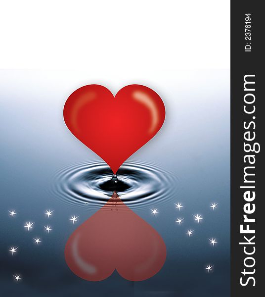 Abstract valentines background, heart with water and shadow. Abstract valentines background, heart with water and shadow