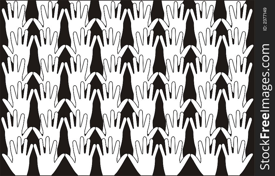 Illustration of hands as a repeat pattern. Illustration of hands as a repeat pattern