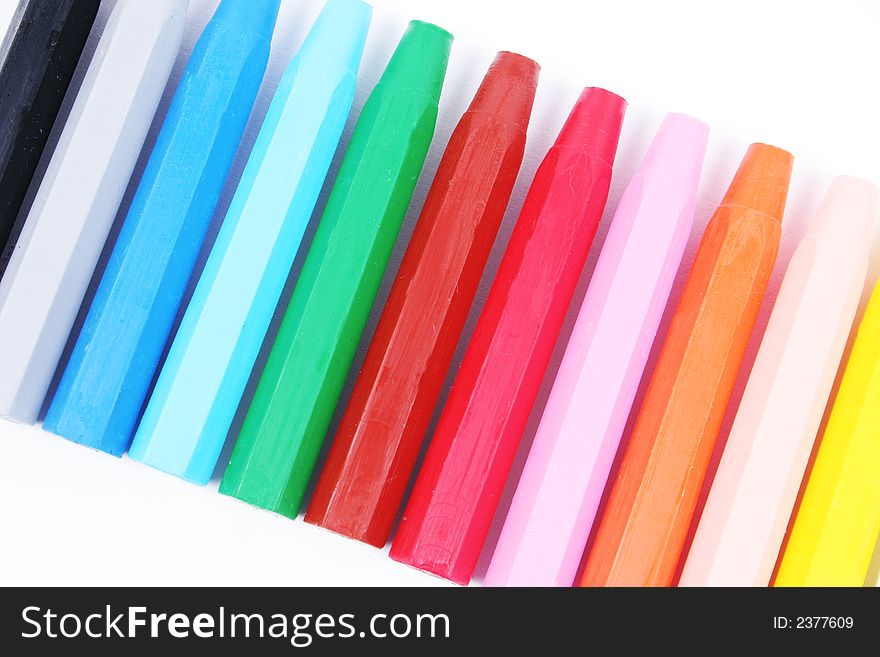 Close-up of a row of crayons