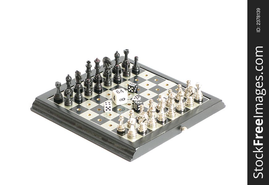 Metal chess with playing dice