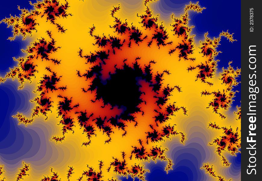 Colorful fractal spiral with blue background. Colorful fractal spiral with blue background