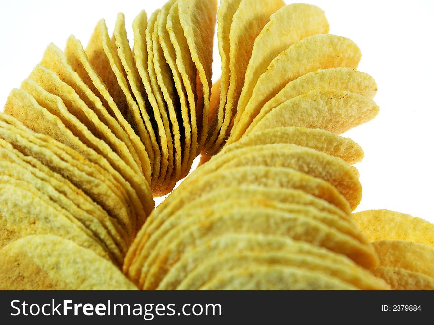 Chips on white background Clouse up. Chips on white background Clouse up