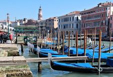 Gondola Pier Near Rialto Bridge Stock Photos Gondola Pier Near Rialto Bridge Stock Photos