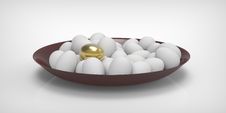 One Gold Egg And Many White. Stock Photos