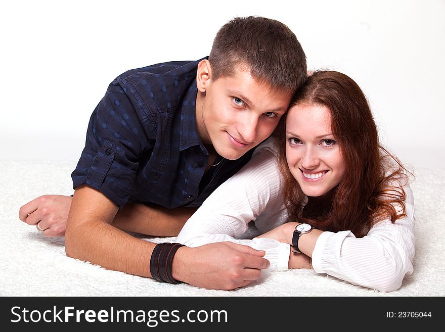 Young Man Embraces Woman