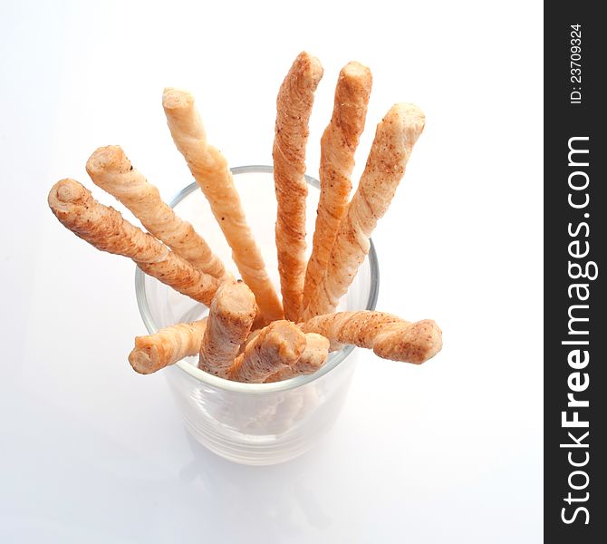 Bread stick in glass ready to serve