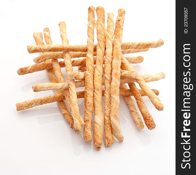 Bread stick in group on white background