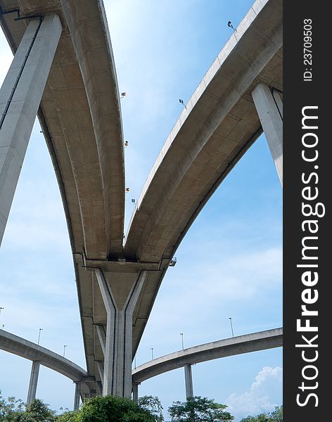 High way bridge with clear sky. High way bridge with clear sky