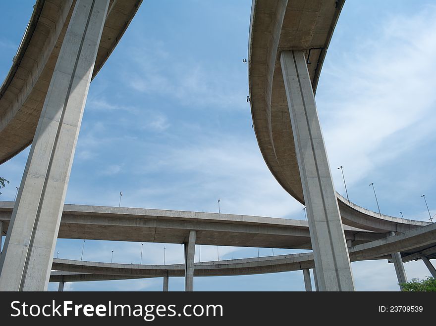 High way bridge with clear sky. High way bridge with clear sky