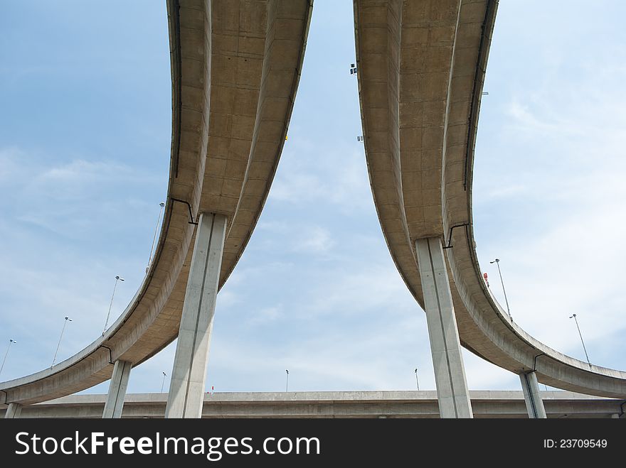 High way bridge with clear sky. High way bridge with clear sky