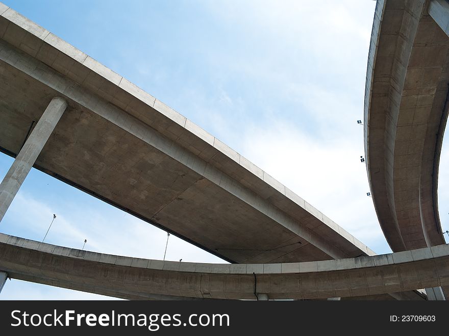 High way bridge with clear sky. High way bridge with clear sky