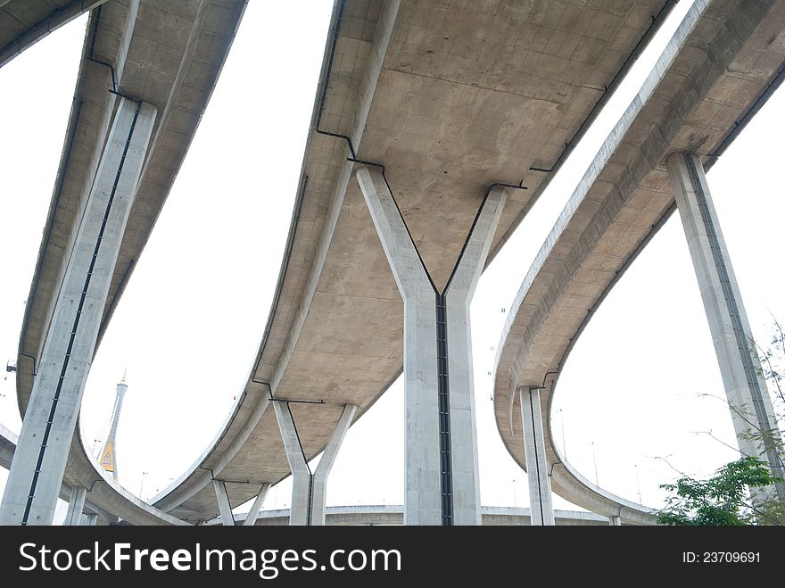 High way bridge with clear sky. High way bridge with clear sky