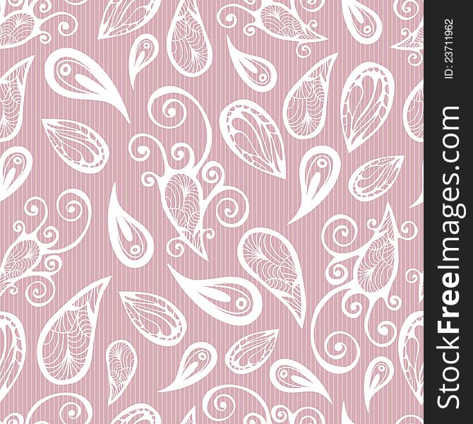 Hand drawn openwork paisley elements vector seamless pattern. Made in light rose and white. Hand drawn openwork paisley elements vector seamless pattern. Made in light rose and white