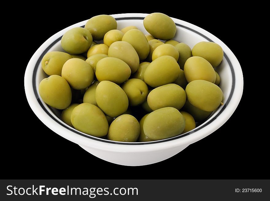 Olives in a bowl with clipping path