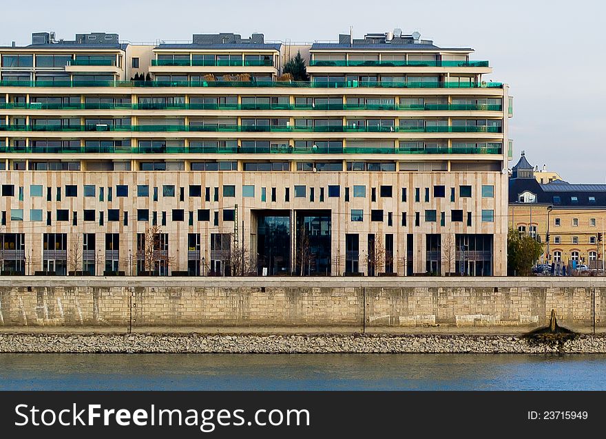 Business quarter on the Danube bend in Budapest, Hungary. Business quarter on the Danube bend in Budapest, Hungary