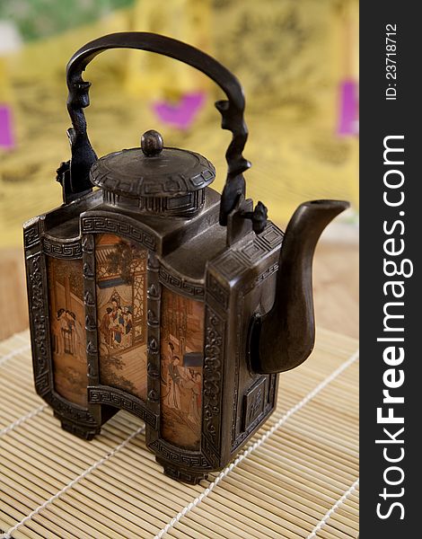 Rustic Metal Asian Teapot