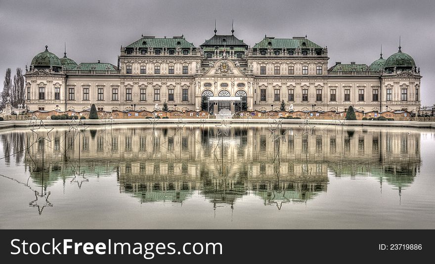 Palace in water reflection Vienna europe tourism and travel