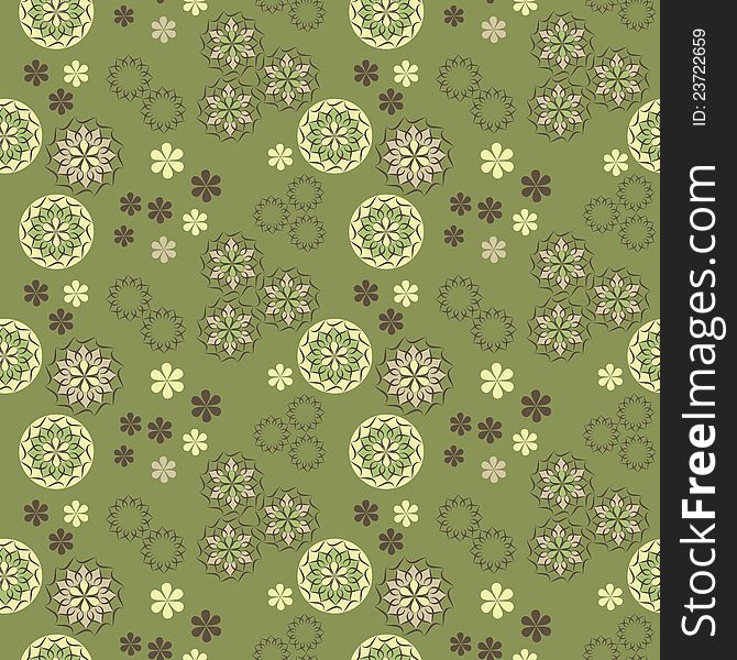 Seamless vector spring pattern with abstract flowers