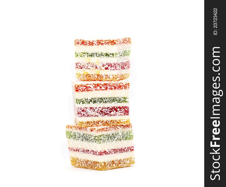 Sweet jelly candy on the white background