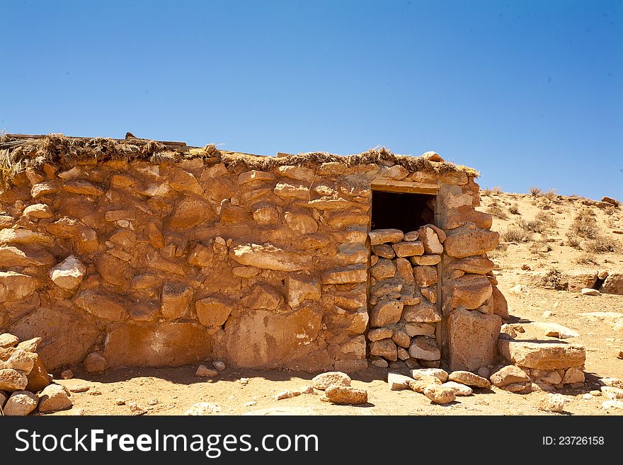 Stone house in desert