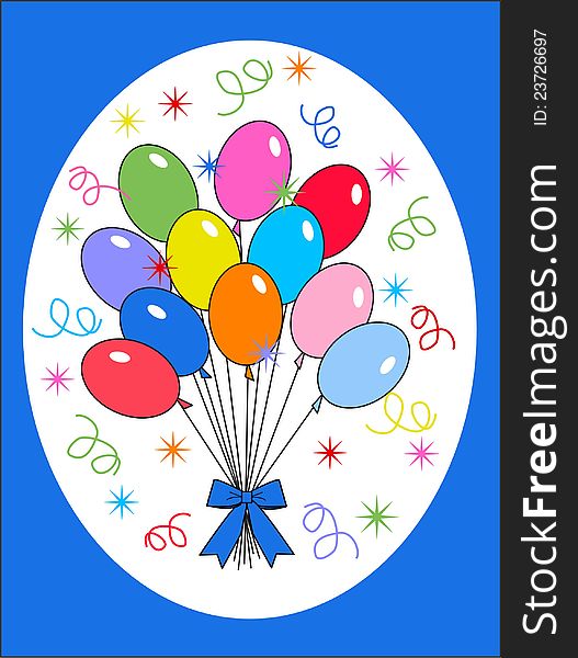 Celebration or invitation card with colorful balloons