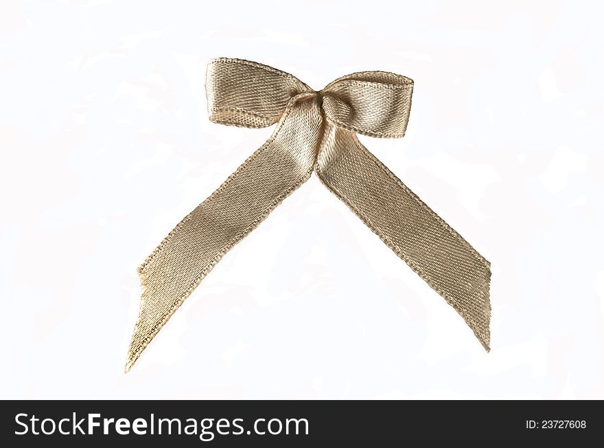 White textile Bow for gift box, isolated on white. White textile Bow for gift box, isolated on white